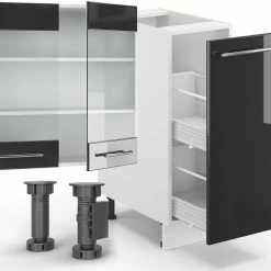 Vicco Küchenzeile Küchenblock Einbauküche 280cm Fame-Line Anthrazit Hochglanz -Vicco Geschäft 8600343700 36418 prod 005