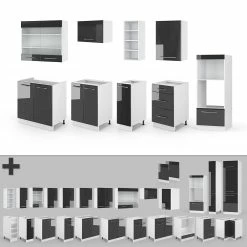 Vicco Küchenzeile Küchenblock Einbauküche 280cm Fame-Line Anthrazit Hochglanz -Vicco Geschäft 8600343700 36418 prod 006