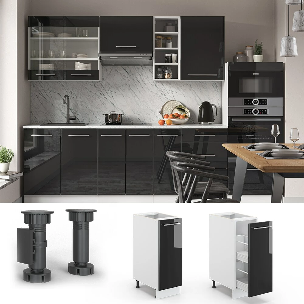 Vicco Apothekerunterschrank 30 Cm Anthrazit Hochglanz Küchenschrank Apothekerschrank Küchenzeile Fame-Line 1 Vicco Apothekerunterschrank 30 Cm Anthrazit Hochglanz Küchenschrank Apothekerschrank Küchenzeile Fame-Line