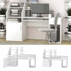 Computertisch Schreibtisch Arbeitstisch Edwin Weiß Ablagen Schublade 1 Tür Vicco