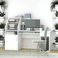 Computertisch Schreibtisch Arbeitstisch Edwin Weiß Ablagen Schublade 1 Tür Vicco -Vicco Geschäft 8600343700 36714 prod 004