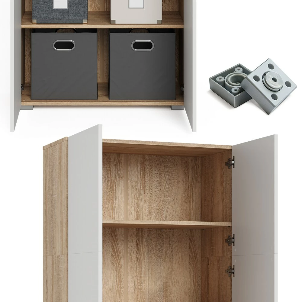 Vicco Aktenschrank Mehrzweckschrank Büroschrank Ingo Weiß-Sonoma 2 Türen Fächer 6 Vicco Aktenschrank Mehrzweckschrank Büroschrank Ingo Weiß-Sonoma 2 Türen Fächer – Bild 6
