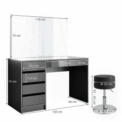 VICCO Schminktisch Sherry Anthrazit Hochglanz Frisiertisch Spiegel Hocker -Vicco Geschäft 8600343700 36886 prod 003