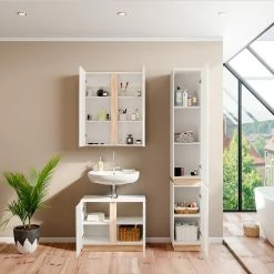 Vicco Badmöbelset Spiegelschrank Unterschrank Hochschrank Gloria Weiß/Sonoma Bad 9 Vicco Badmöbelset Spiegelschrank Unterschrank Hochschrank Gloria Weiß/Sonoma Bad -Vicco Geschäft 8600343700 36965 prod 004