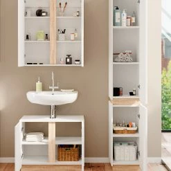 Vicco Badmöbelset Spiegelschrank Unterschrank Hochschrank Gloria Weiß/Sonoma Bad 10 Vicco Badmöbelset Spiegelschrank Unterschrank Hochschrank Gloria Weiß/Sonoma Bad -Vicco Geschäft 8600343700 36965 prod 005