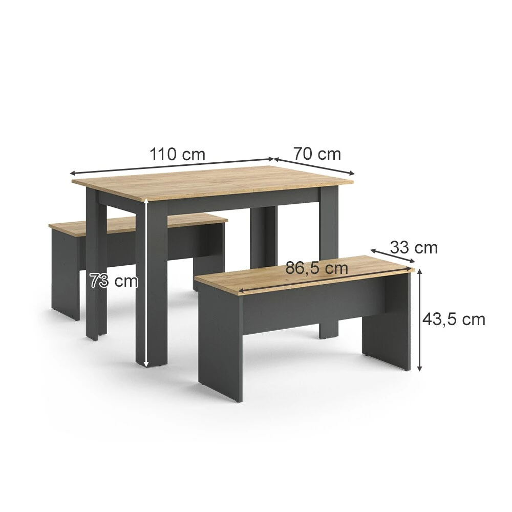 Vicco Tischgruppe Sitzgruppe Esszimmer Sentio Esstisch Anthrazit Eiche 110 Cm 3 Vicco Tischgruppe Sitzgruppe Esszimmer Sentio Esstisch Anthrazit Eiche 110 Cm – Bild 3