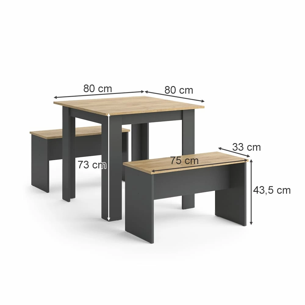 Vicco Tischgruppe Sitzgruppe Esszimmer Sentio Esstisch Anthrazit Eiche 80 Cm 3 Vicco Tischgruppe Sitzgruppe Esszimmer Sentio Esstisch Anthrazit Eiche 80 Cm – Bild 3