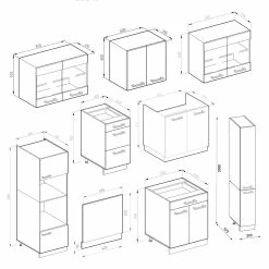 Vicco Küchenzeile Küchenblock Einbauküche R-Line 350 Cm Eiche Bordeaux Hochglanz Küche -Vicco Geschäft 8600343700 37663 prod 003