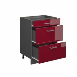 Vicco Schubladenunterschrank Küchenschrank Küchenzeile R-Line 60 Cm Anthrazit Bordeaux Schublade -Vicco Geschäft 8600343700 37819 prod 004