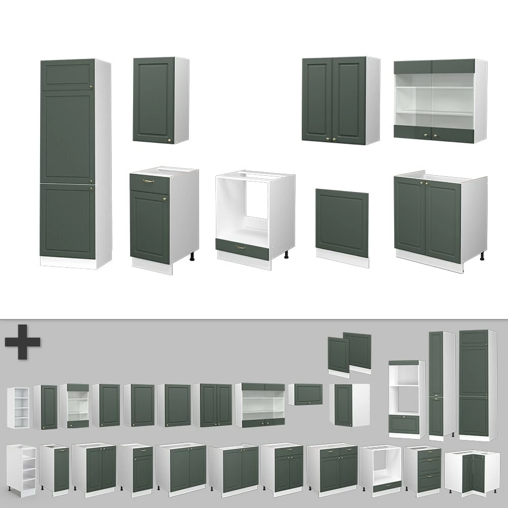 Vicco Küchenzeile Küchenblock Einbauküche Fame-Line Landhaus Weiß Grün Gold 300 Cm Schubunterschrank Herdumbauschrank Spülenunterschrank Hängeschrank Kühlumbauschrank Geschirrspülerblende 6 Vicco Küchenzeile Küchenblock Einbauküche Fame-Line Landhaus Weiß Grün Gold 300 Cm Schubunterschrank Herdumbauschrank Spülenunterschrank Hängeschrank Kühlumbauschrank Geschirrspülerblende – Bild 6