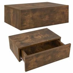 Juskys Wandregal Nachttisch Hängend 2er Set Holz 46x30x15 Cm - 1 Schublade Nachtkommode Natur