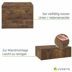 Juskys Wandregal Nachttisch Hängend 2er Set Holz 46x30x15 Cm - 1 Schublade Nachtkommode Natur -Vicco Geschäft 8600348200 19620 prod 005