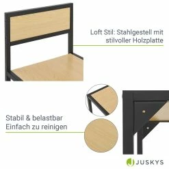 Juskys Küchentisch Set Mit Esstisch & 2 Stühlen - Industrial Design, Platzsparend - Helle Holzoptik -Vicco Geschäft 8600348200 19806 prod 005