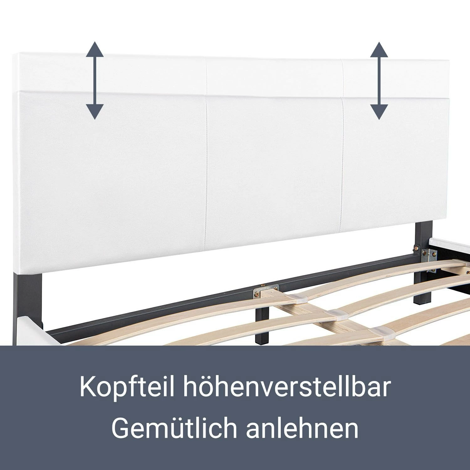 Juskys Polsterbett Bolonia 140x200 Cm - Bett Mit Lattenrost – Jugendbett Weiß 3 Juskys Polsterbett Bolonia 140x200 Cm - Bett Mit Lattenrost – Jugendbett Weiß – Bild 3