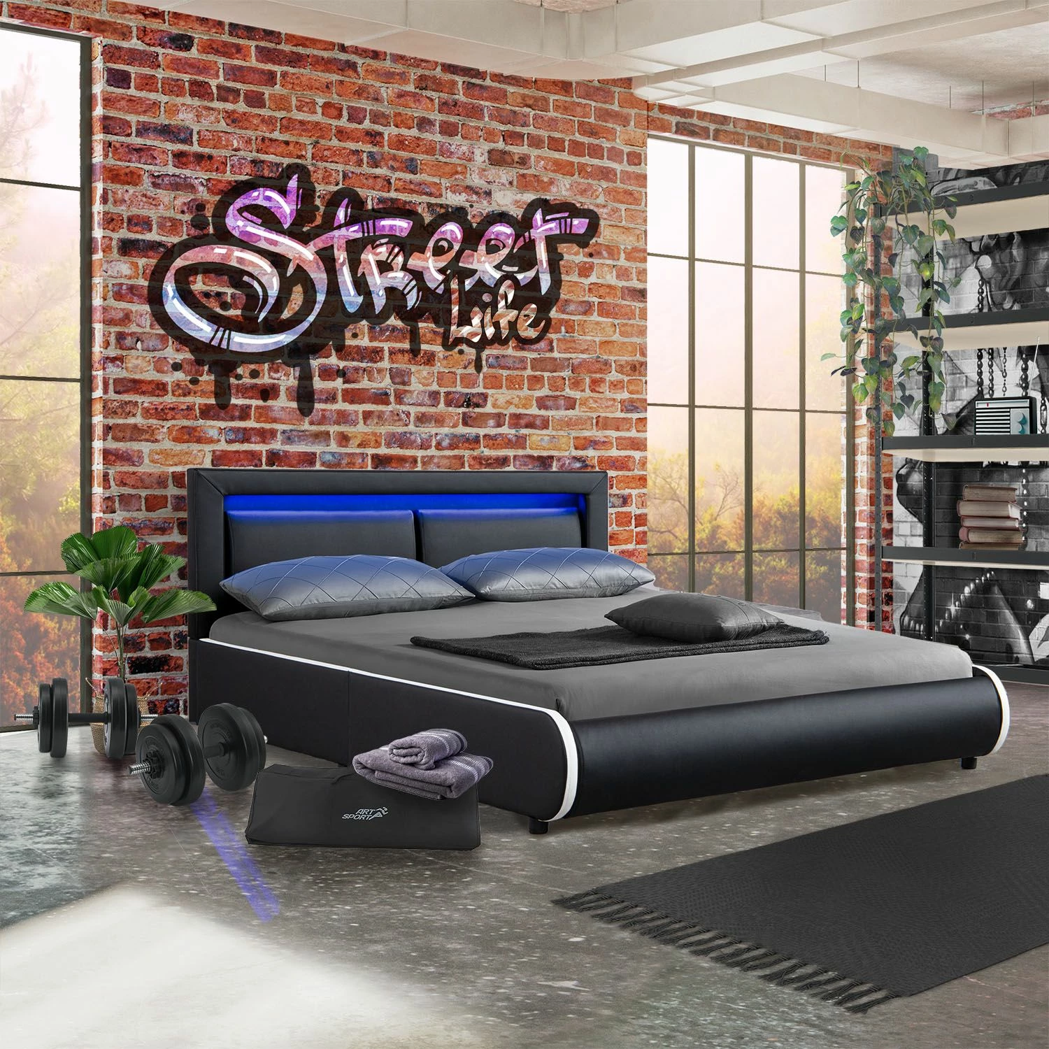 Juskys Polsterbett Murcia 140 X 200 Cm - Schwarz 2 Juskys Polsterbett Murcia 140 X 200 Cm - Schwarz – Bild 2