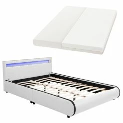 Juskys Polsterbett Sevilla 140 X 200 Cm Weiß Einzelbett Mit Kaltschaummatratze