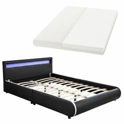 Juskys Polsterbett Sevilla 140 X 200 Cm Schwarz Einzelbett Mit Kaltschaummatratze