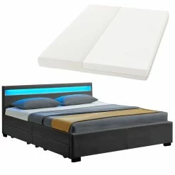 Juskys Polsterbett Lyon 140 X 200 Cm Dunkelgrau Mit Kaltschaummatratze