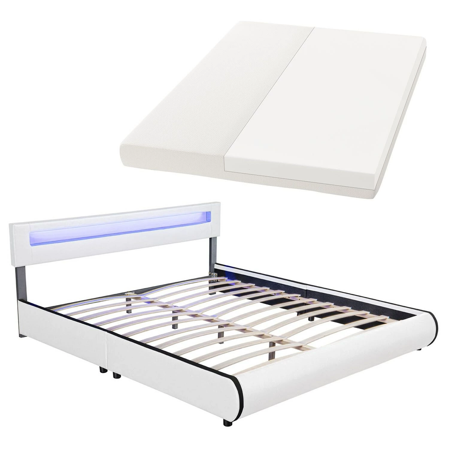 Juskys Polsterbett Sevilla 180 X 200 Cm Weiß Doppelbett Ehebett Mit Kaltschaummatratze 1 Juskys Polsterbett Sevilla 180 X 200 Cm Weiß Doppelbett Ehebett Mit Kaltschaummatratze