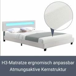 Juskys Polsterbett Paris 180 X 200 Cm Doppelbett In Weiß Mit Kaltschaummatratze -Vicco Geschäft 8600348200 54892383 prod 004