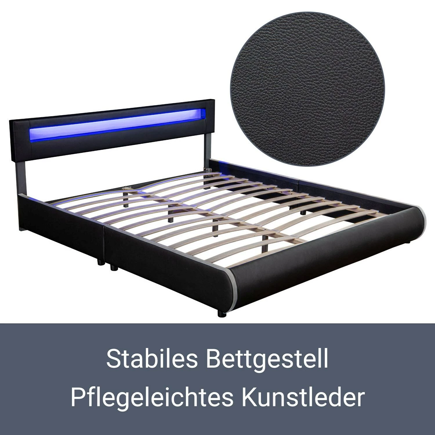 Juskys Polsterbett Sevilla 180 X 200 Cm Schwarz Doppelbett Ehebett Mit Kaltschaummatratze 3 Juskys Polsterbett Sevilla 180 X 200 Cm Schwarz Doppelbett Ehebett Mit Kaltschaummatratze – Bild 3