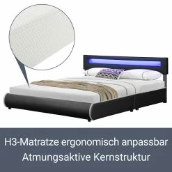 Juskys Polsterbett Sevilla 180 X 200 Cm Schwarz Doppelbett Ehebett Mit Kaltschaummatratze 10 Juskys Polsterbett Sevilla 180 X 200 Cm Schwarz Doppelbett Ehebett Mit Kaltschaummatratze -Vicco Geschäft 8600348200 54892427 prod 005