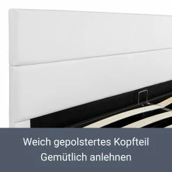 Juskys Polsterbett Toulouse 140x200 Cm Mit Matratze, Lattenrost, Kopfteil, LED & Stauraum In Weiß -Vicco Geschäft 8600348200 54998513 prod 006