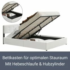 Juskys Polsterbett Marbella 140x200 Cm Weiß Mit Bettkasten & Lattenrost – Bett Mit Holzgestell -Vicco Geschäft 8600348200 55087734 prod 004