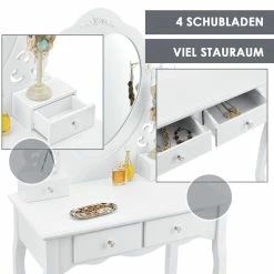 Juskys Schminktisch Julia - Frisiertisch Mit Spiegel, Hocker & 4 Schubladen - Weiß - Mädchen Kinder 9 Juskys Schminktisch Julia - Frisiertisch Mit Spiegel, Hocker & 4 Schubladen - Weiß - Mädchen Kinder -Vicco Geschäft 8600348200 58626405 prod 004