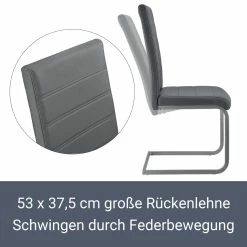 Juskys Freischwinger Schwingstuhl Vegas 2er Set Mit Metall-Gestell & Bezug Aus Kunstleder In Grau -Vicco Geschäft 8600348200 64042599 prod 004