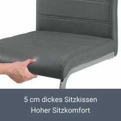 Juskys Freischwinger Schwingstuhl Vegas 2er Set Mit Metall-Gestell & Bezug Aus Kunstleder In Grau -Vicco Geschäft 8600348200 64042599 prod 005