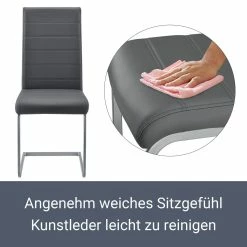Juskys Freischwinger Schwingstuhl Vegas 2er Set Mit Metall-Gestell & Bezug Aus Kunstleder In Grau -Vicco Geschäft 8600348200 64042599 prod 006