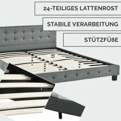 Juskys Polsterbett Manresa 140 X 200 Cm - Bett Komplett-Set Mit Matratze, Lattenrost Und Kopfteil 9 Juskys Polsterbett Manresa 140 X 200 Cm - Bett Komplett-Set Mit Matratze, Lattenrost Und Kopfteil -Vicco Geschäft 8600348200 69638869 prod 004