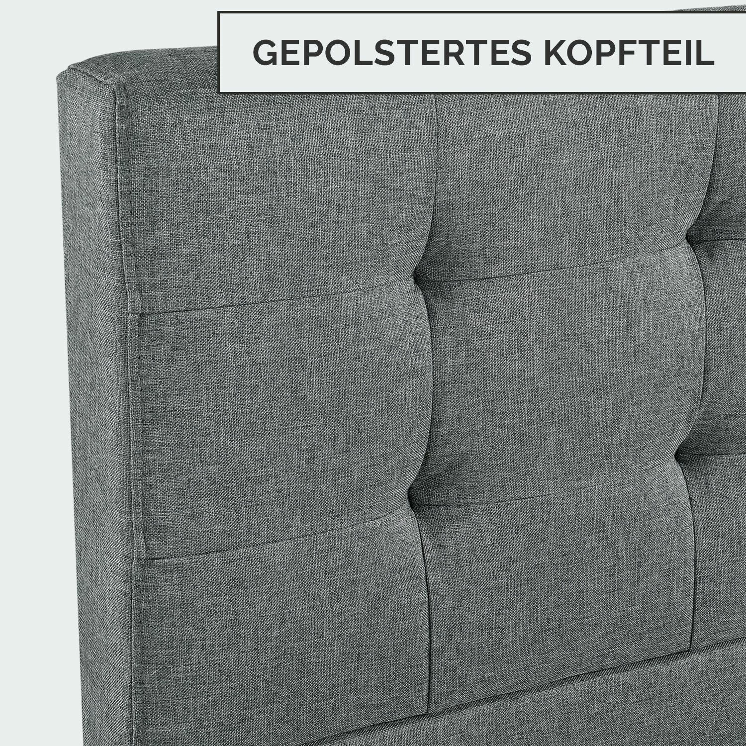 Juskys Polsterbett Manresa 140 X 200 Cm - Bett Komplett-Set Mit Matratze, Lattenrost Und Kopfteil 5 Juskys Polsterbett Manresa 140 X 200 Cm - Bett Komplett-Set Mit Matratze, Lattenrost Und Kopfteil – Bild 5