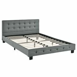 Juskys Polsterbett Manresa 120x200 Cm - Bettgestell Mit Matratze, Lattenrost & Kopfteil – Grau -Vicco Geschäft 8600348200 73252900 prod 006