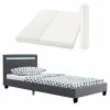 Juskys Polsterbett Verona 90x200 Cm Grau Mit Matratze – Einzelbett + LED-Beleuchtung & Lattenrost