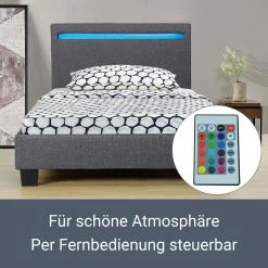 Juskys Polsterbett Verona 90x200 Cm Grau Mit Matratze – Einzelbett + LED-Beleuchtung & Lattenrost 8 Juskys Polsterbett Verona 90x200 Cm Grau Mit Matratze – Einzelbett + LED-Beleuchtung & Lattenrost -Vicco Geschäft 8600348200 75745782 prod 003