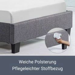 Juskys Polsterbett Verona 90x200 Cm Grau Mit Matratze – Einzelbett + LED-Beleuchtung & Lattenrost 9 Juskys Polsterbett Verona 90x200 Cm Grau Mit Matratze – Einzelbett + LED-Beleuchtung & Lattenrost -Vicco Geschäft 8600348200 75745782 prod 004