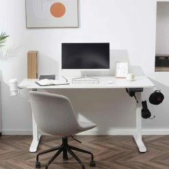 Makika Höhenverstellbarer Schreibtisch Elektrisch 140 X 70 Cm - Weiß -Vicco Geschäft 8600348300 10032 prod 003