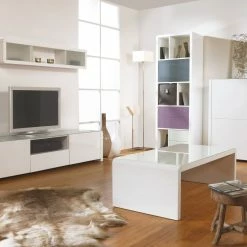 Designs By Phoenix Atlanta - Lowboard Mit 2 Türen, 1 Ablage Und 1 Schublade, Push-Open, Glaskomponenten, Weiss Hochglanz -Vicco Geschäft 8600352000 228824WE prod 004