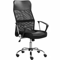 Yaheetech Bürostuhl Schreibtischstuhl Ergonomischer Bürodrehstuhl Mit Hoher Netz-Rückenlehne Wippfunktion Office Chair, Belastbar Bis 135 Kg