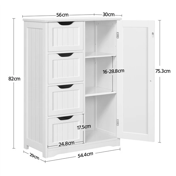 Yaheetech Hängeschrank Wandschrank Badschrank Küchenschrank Regal Aufbewahrung Mit Tür Und Einlegeboden,Weiß 6 Yaheetech Hängeschrank Wandschrank Badschrank Küchenschrank Regal Aufbewahrung Mit Tür Und Einlegeboden,Weiß – Bild 6