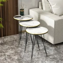 Moebel17 Beistelltisch 3er Set Marmoroptik Weiß 21236207 7 Moebel17 Beistelltisch 3er Set Marmoroptik Weiß 21236207 -Vicco Geschäft 8600359200 A1429 2057 prod 003