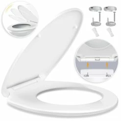 KESSER® WC Sitz Mit Absenkautomatik Toilettendeckel Quick-Release-Funktion Und Softclose - Einfache Montage Antibakteriell Klodeckel Aus Duroplast Toilettensitz Mit Edelstahl Befestigung