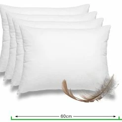 Wometo 4er Set Federkissen Home, 40x60 Cm - Kissenfüllung Mit Bezug Aus Baumwolle Und Füllung Aus 100% Federn