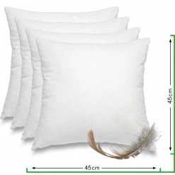 Wometo 4er Set Federkissen Home, 45x45 Cm - Kissenfüllung Mit Bezug Aus Baumwolle Und Füllung Aus 100% Federn