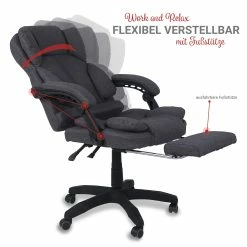 TRISENS Schreibtischstuhl Bürostuhl Stoff Gamingstuhl Racing Chair Chefsessel Mit Fußstütze -Vicco Geschäft 8600366200 11373 prod 004