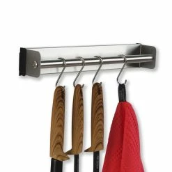 SOSmart24 Hakenleiste Ohne Bohren Aus Edelstahl - Küchenleiste Mit 4 Haken Küche Werkstatt